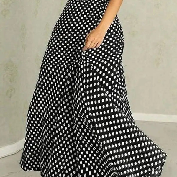 ZahraZen High Waist Polka Dot Maxi Skirt