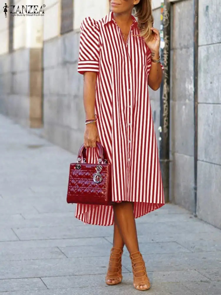 ZahraZen Damen Sommer Streifenkleid