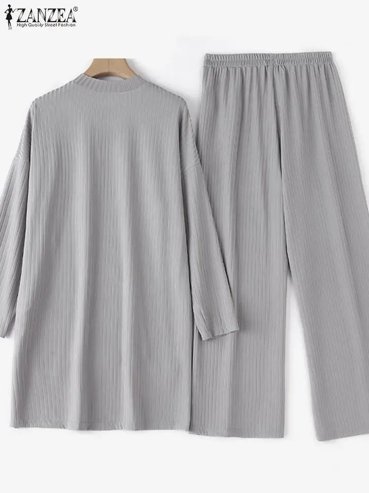 2-teiliger lockerer Tracksuit - Bluse mit langen Ärmeln und Hose