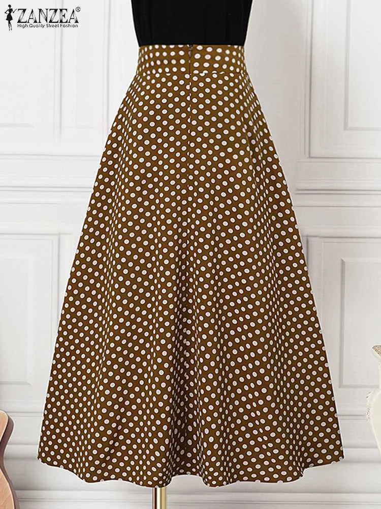 ZahraZen High Waist Polka Dot Maxi Skirt