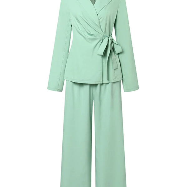 ZANZEA Fashion OL Tracksuits 2PCS Long Sleeve Lapel Neck Blazer Wide Leg Pants Autumn Casual Loose Suit Elegant Party Outifit