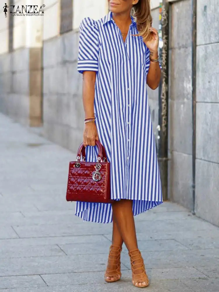 ZahraZen Damen Sommer Streifenkleid