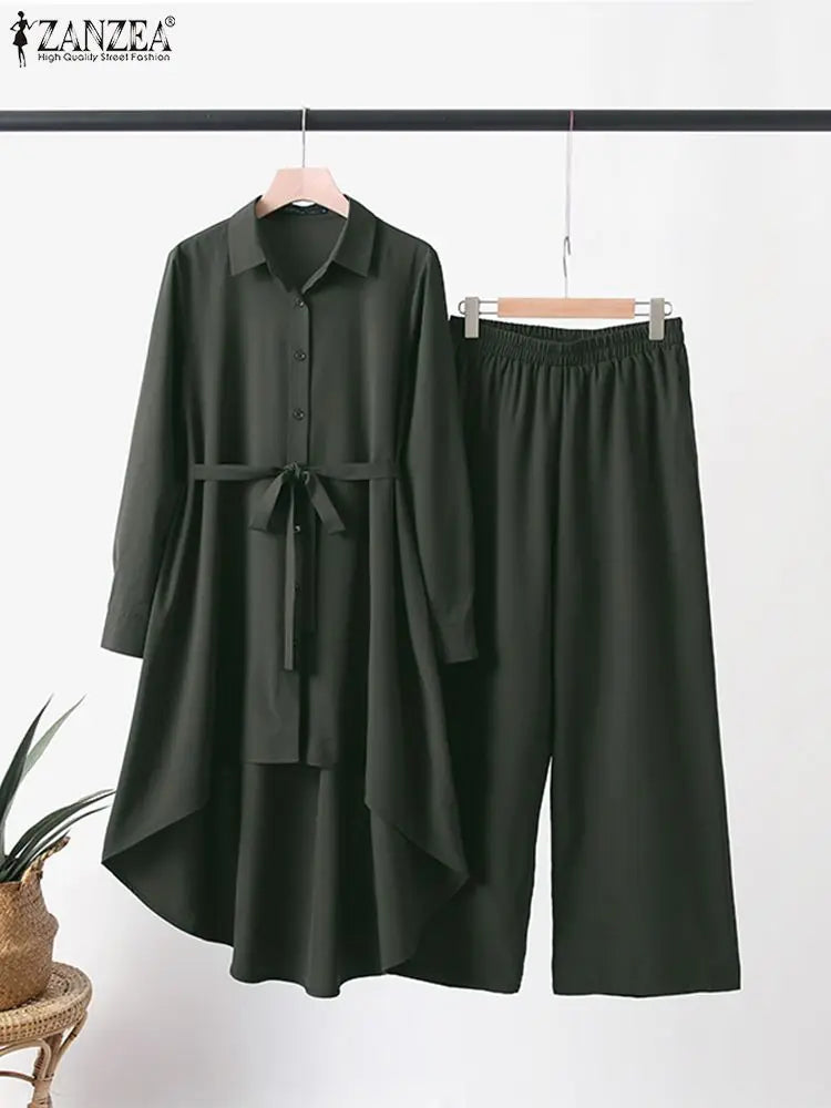 Zweiteiliges Set mit Langarm-Hemd und Weitbein-Hose&nbsp;
