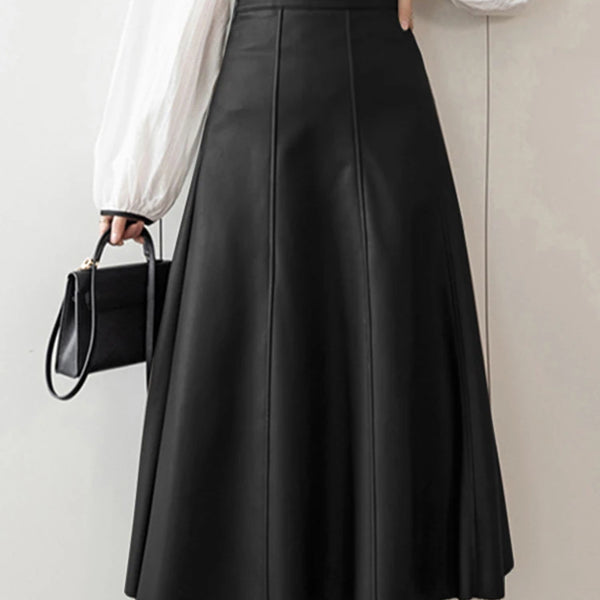ZahraZen Damen PU Leder Midi Rock