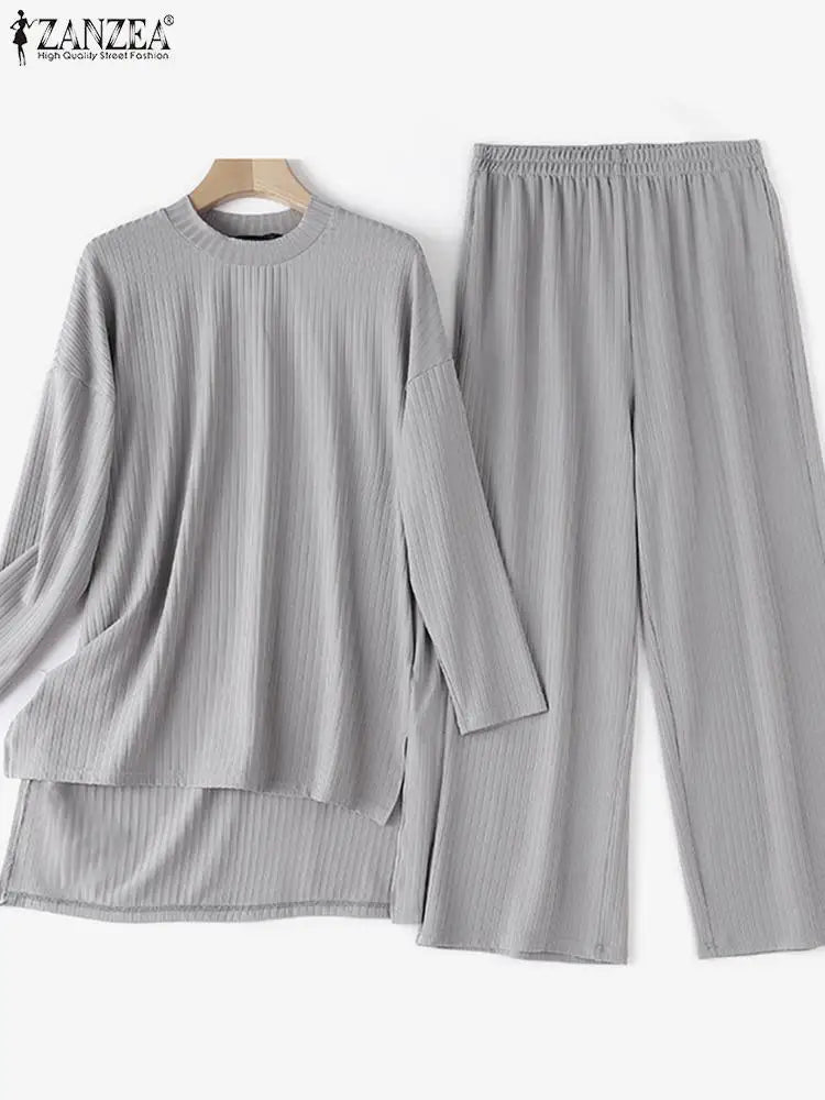 2-teiliger lockerer Tracksuit - Bluse mit langen Ärmeln und Hose