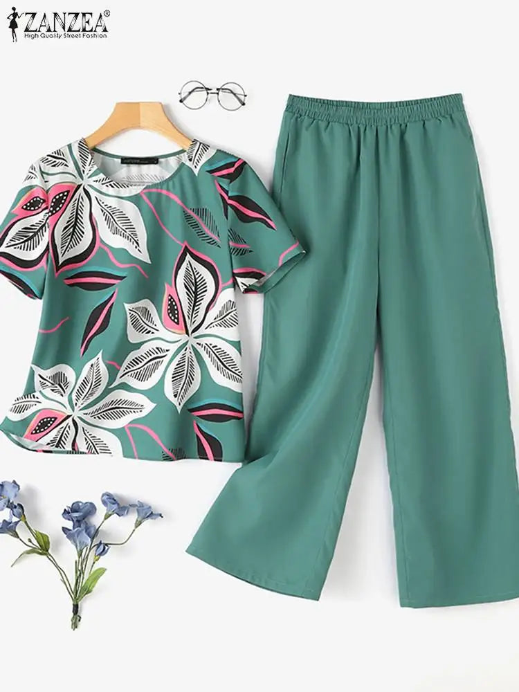 ZahraZen Damen Sommeranzug mit floralem Druck