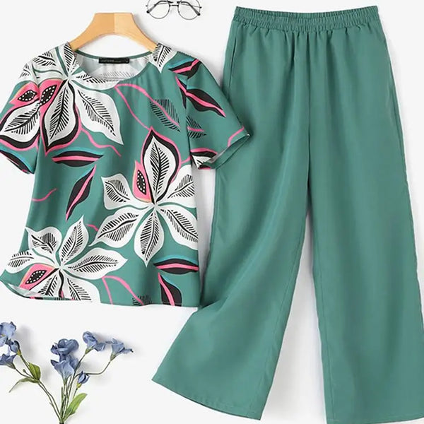 ZahraZen Damen Sommeranzug mit floralem Druck