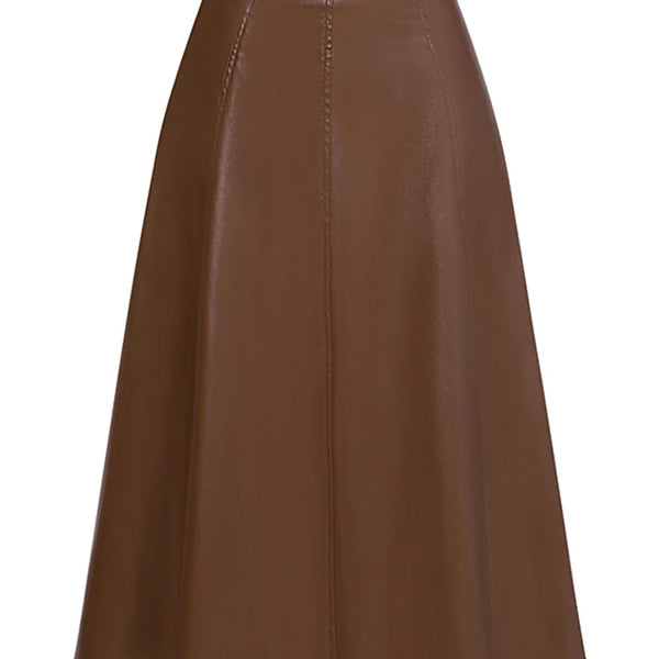ZahraZen Damen PU Leder Midi Rock