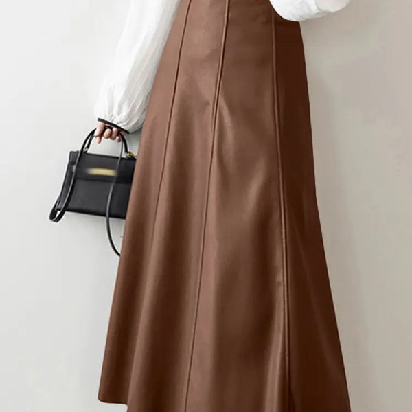 ZahraZen Damen PU Leder Midi Rock