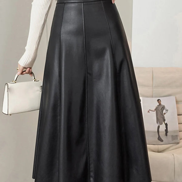 ZahraZen Damen PU Leder Midi Rock