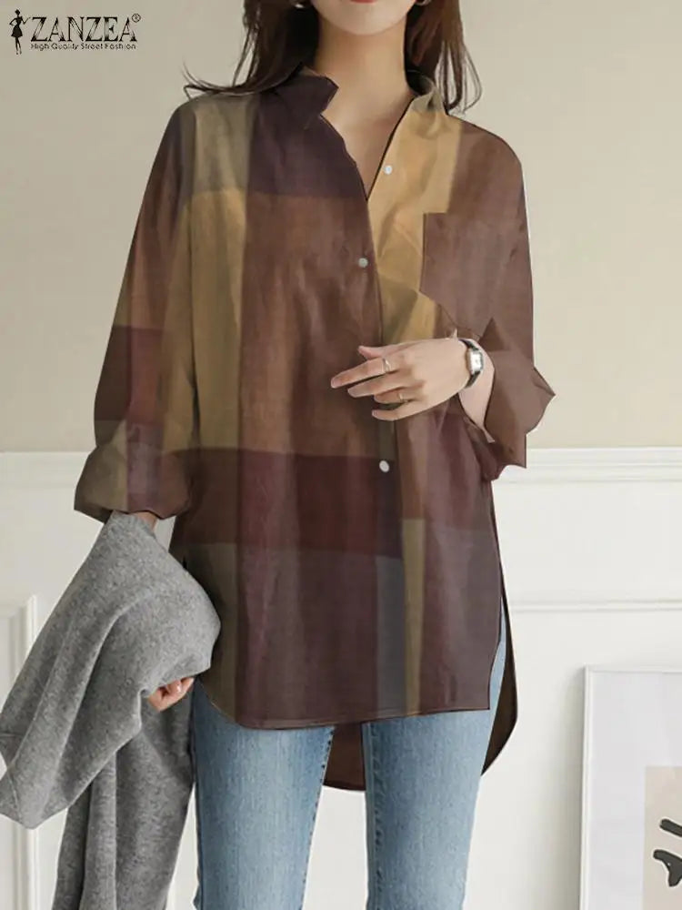 ZahraZen Damen Sommer Karo-Bluse