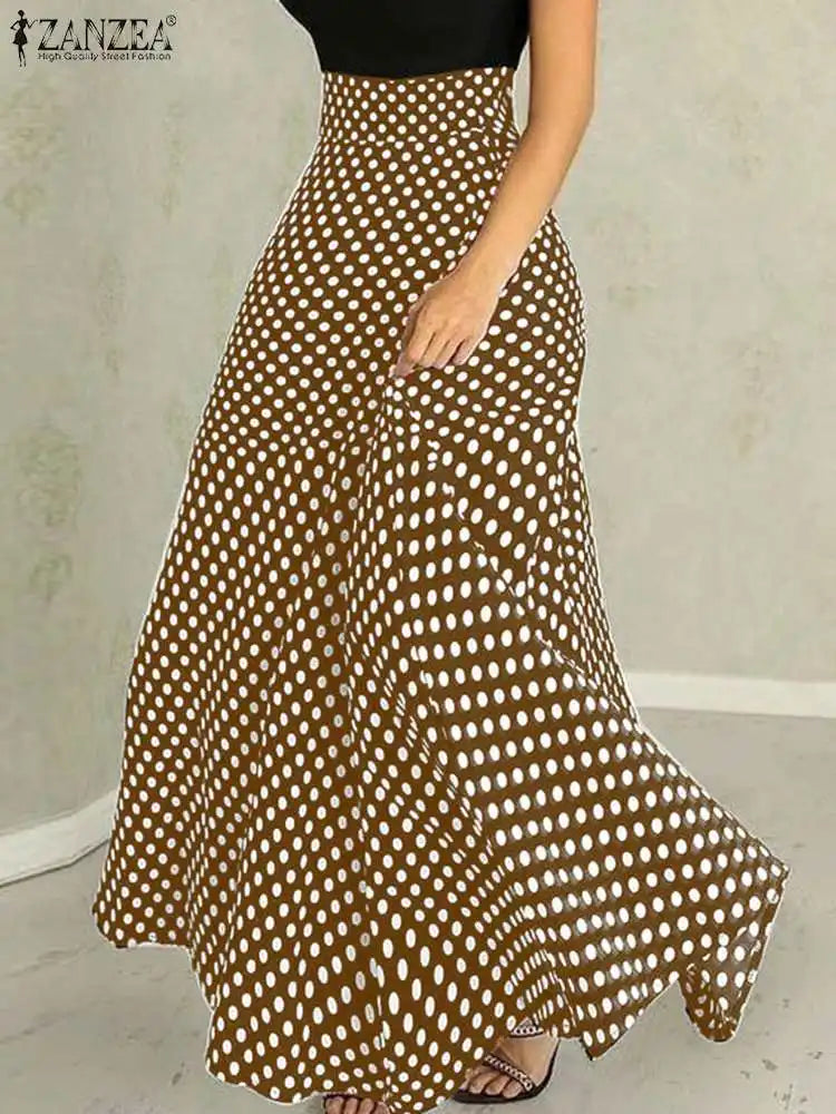 ZahraZen High Waist Polka Dot Maxi Skirt
