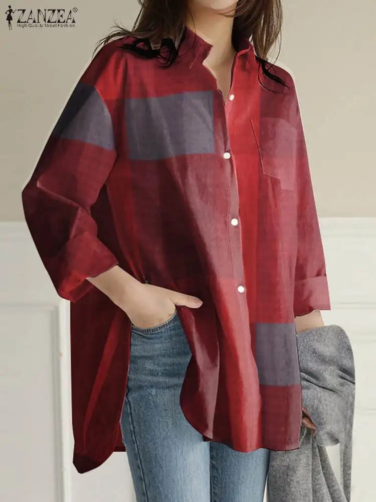 ZahraZen Damen Sommer Karo-Bluse