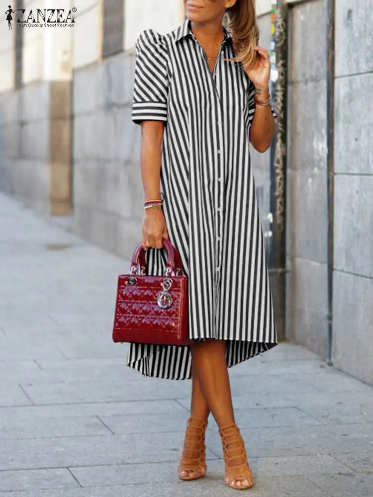 ZahraZen Damen Sommer Streifenkleid