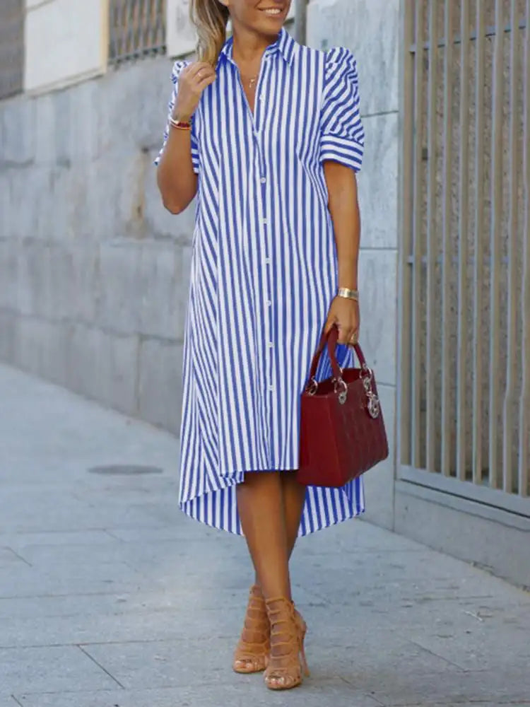 ZahraZen Damen Sommer Streifenkleid