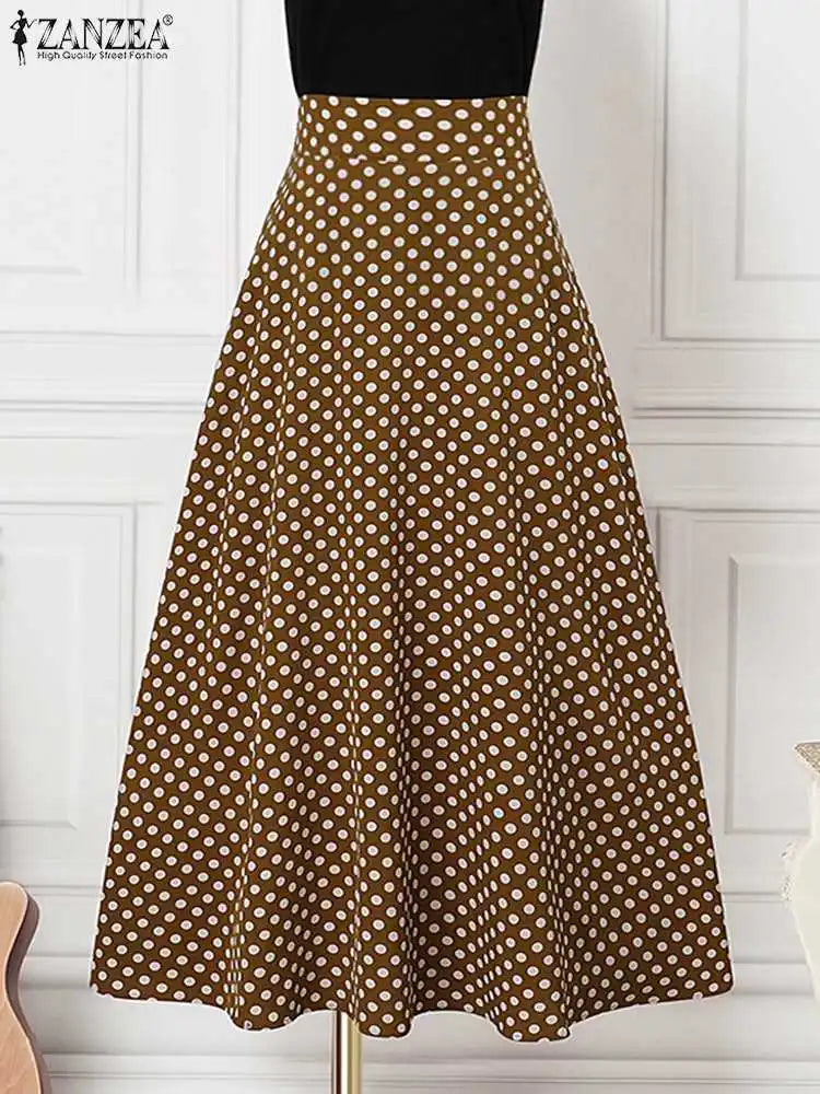 ZahraZen High Waist Polka Dot Maxi Skirt